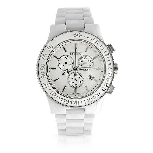 DTEK 002 White Ceramic Swiss Chronograph Watch